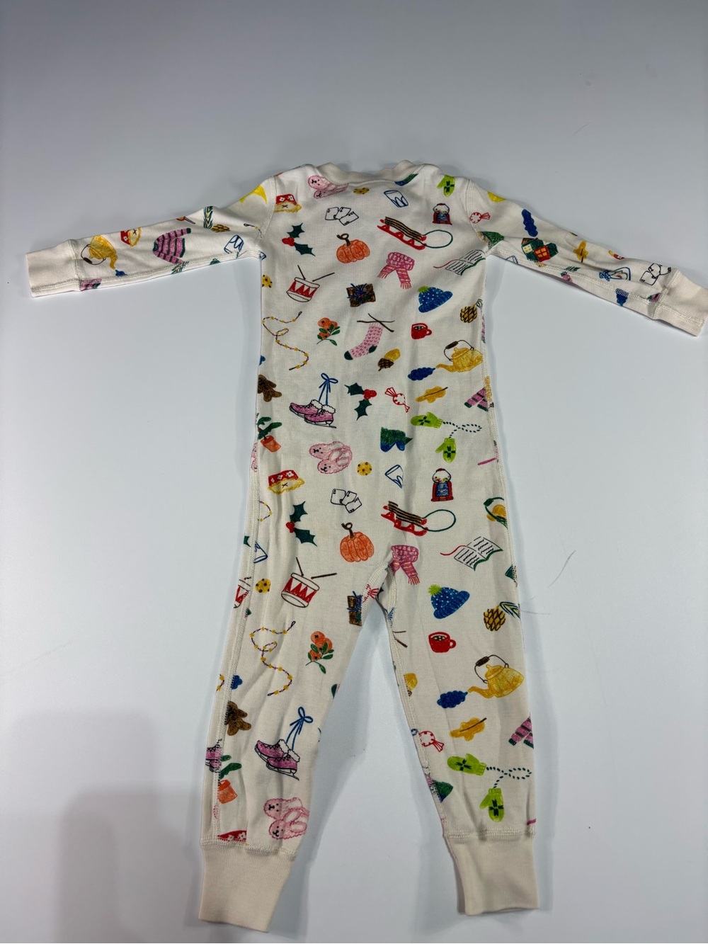 Hanna Andersson Zip Up One Piece Pajamas 2t Holiday Print Fall Winter
